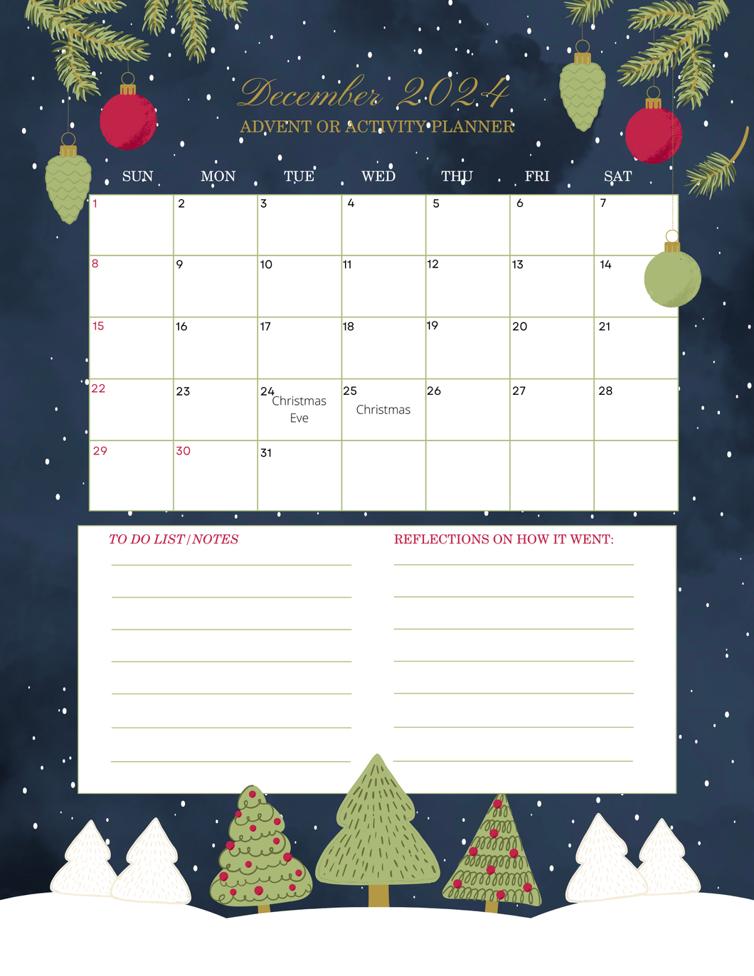 Christmas Season Traditions Planning: Digital Download
