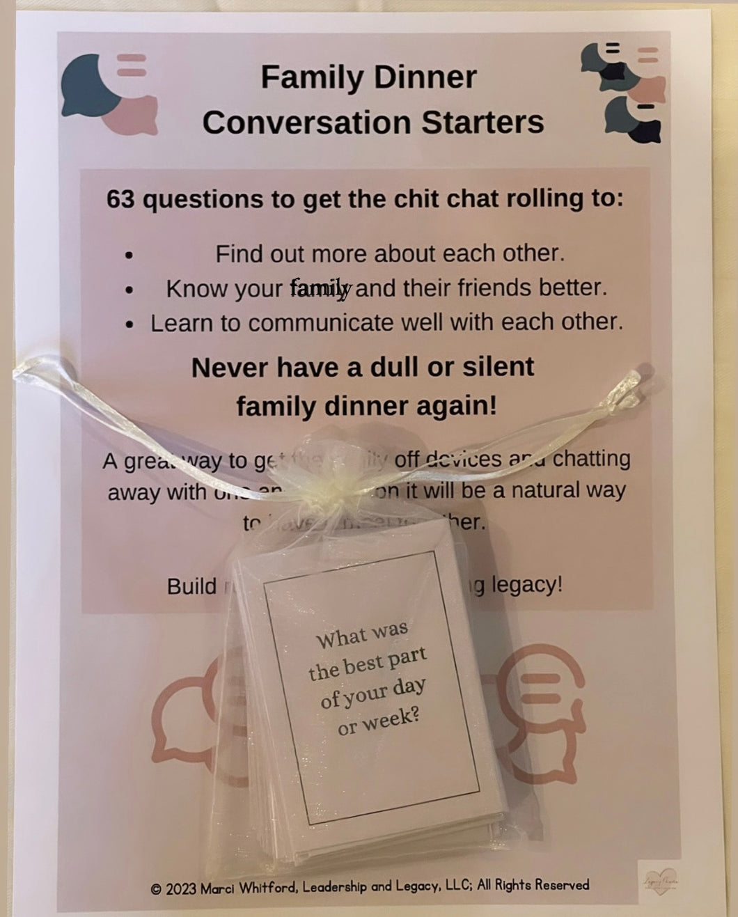 Family Dinner Conversation Starters Printed and Shipped