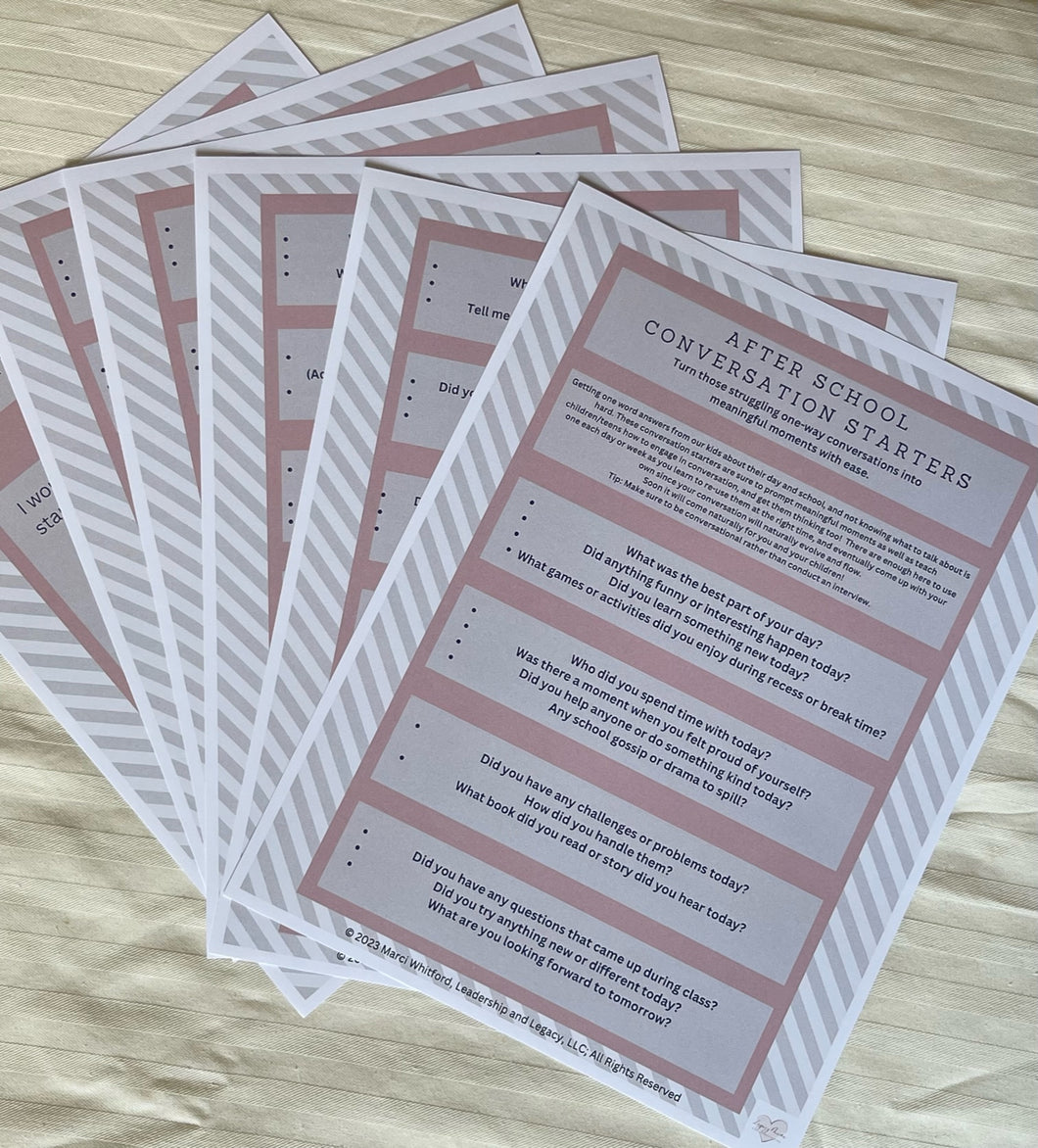 After School Conversation Starters Printed and Shipped